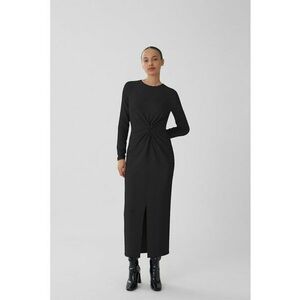 Rochie midi cu slit frontal - Negru imagine