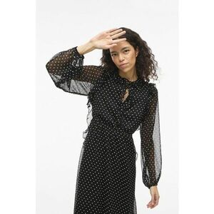 Rochie dama - cu maneci cu croiala - Poliester - Negru - Negru imagine