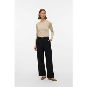 Pantaloni cu croiala ampla si pensa - Negru imagine