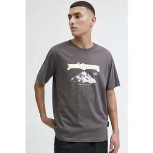Tricou de bumbac organic cu logo - Gri inchis imagine