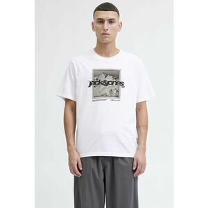 Tricou de bumbac organic cu logo - Alb/Gri imagine