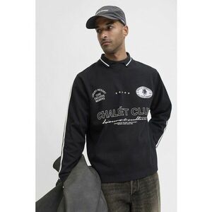 Bluza de trening polo din amestec de bumbac cu imprimeu text - Negru imagine