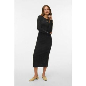 Rochie midi din tricot cu fronseu lateral - Gri antracit imagine