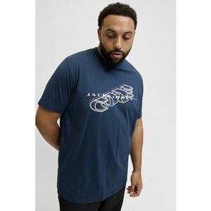 Tricou de bumbac organic cu imprimeu logo - Albastru inchis imagine
