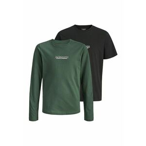 Set de bluza si tricou cu imprimeu logo -2 piese - Verde/Negru stins imagine