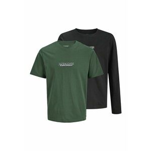 Set de bluza si tricou cu imprimeu logo -2 piese - Negru/Verde inchis imagine