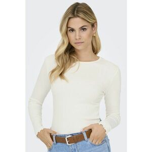 Bluza slim-fit cu decolteu rotund - Alb imagine