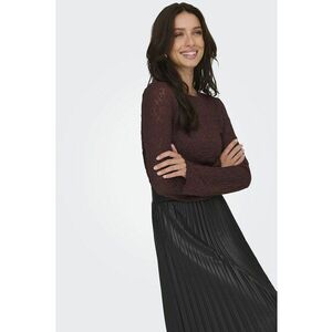 Bluza din amestec de bumbac cu dantela - Maro imagine