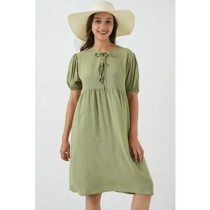 Rochie midi HiCCUP - verde padure - inchidere cu papion - material textil imagine