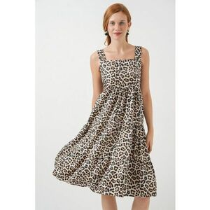 Rochie maxi - HiCCUP - imprimeu BDART - guler patrat - maro fango - textil imagine
