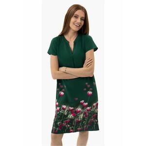 Rochie G-May - larga - cu flori - Verde inchis imagine