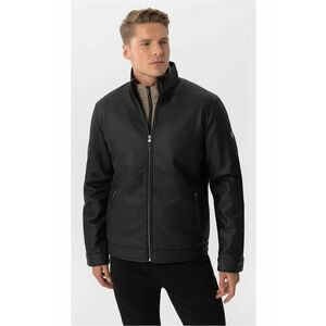 Geaca de piele ecologica - barbati - cu buzunare cu fermoar - J-Nino - Neagra - Negru imagine