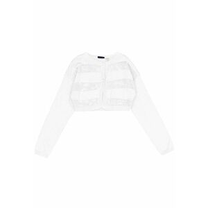 Pulover copii bumbac - alb - design elegant - croiala bolero imagine