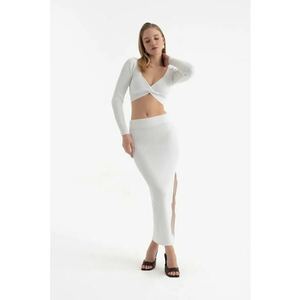 Compleu dama - set 2 piese - fusta maxi - alb - textil imagine