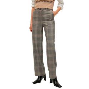 Pantaloni dama talie inalta - model in carouri - maro - poliester-viscoza-elastan - imagine
