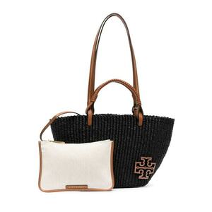Geanta dama - Tory Burch - Ella Straw Small Basket Tote - neagra - 38x22x9cm imagine