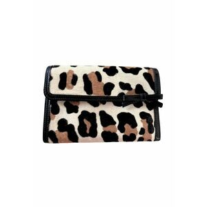 Portofel dama piele naturala - model vintage - animal print - maro - 15x11x2.5cm imagine