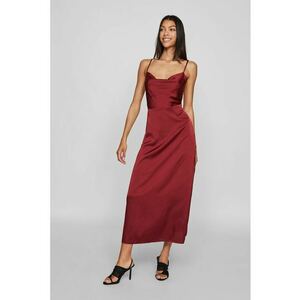 Rochie midi cu aspect de satin - Rosu inchis imagine
