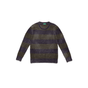 Pulover copii Benetton - dungi - albastru-verde - poliester - set 1-2 ani - imagine