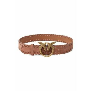 Curea de piele intoarsa cu catarama cu logo - Maro cognac imagine