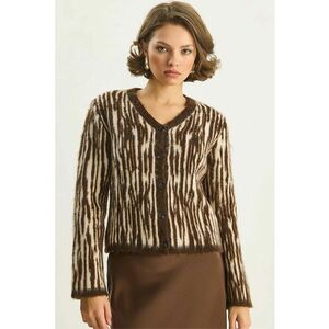 Pulover dama - cardigan cu decolteu in V si nasturi - maro cafeniu - tricot - imagine