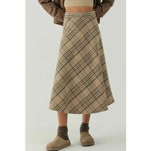 Fuste - Fusta Maxi in A cu Fermoar - Natural - Textil imagine
