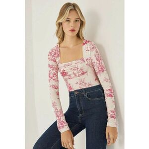 Top - top cu volane - roz - Roz neon imagine