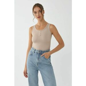 Top scurt bej jerseu poliester - Natural imagine