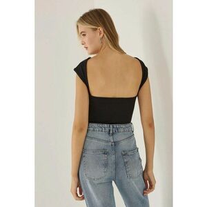 Top scurt - Crop Top cu Deschis - Negru - Negru imagine