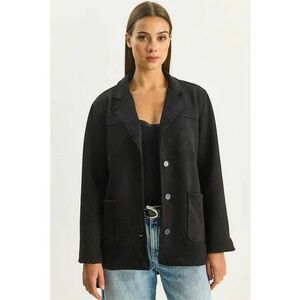 Geaca Bianco Lucci din imitatie de piele intoarsa - neagra - cu nasturi - pentru femei imagine
