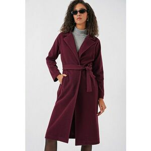 Palton dama - din plus - elegant - visiniu - textil - Visiniu imagine