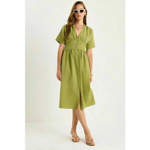 Rochie midi - HiCCUP - decolteu in V - textil - verde lime imagine