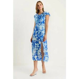 Rochie midi HiCCUP LUCCI cu volane - albastru - poliester imagine