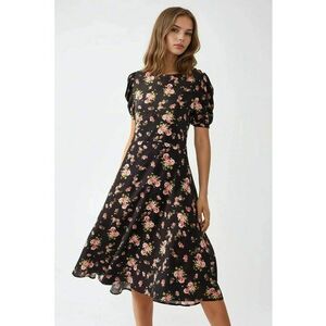 Rochie midi - imprimeu floral - guler rotund - multicolor - jerseu imagine
