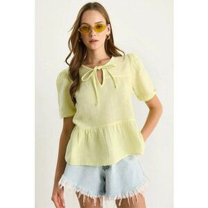 Bluza dama HiCCUP LUCCI - cu guler rotund - galben - textil imagine