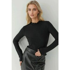 Bluza dama - slim fit - guler rotund - texturat - negru - jerseu imagine