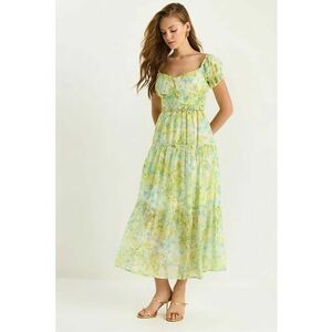 Rochie midi HiCCUP LUCCI - guler in forma de inima - verde - textil imagine