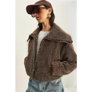Jacheta bomber dama textil - maro imagine