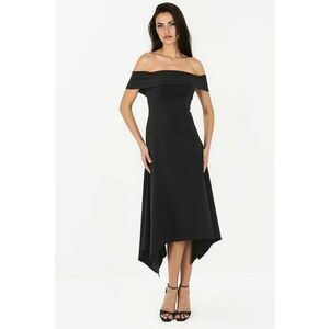 Rochie maxi A-line - umeri goi - negru - material de inalta calitate imagine
