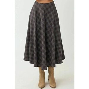 Fusta maxi - carouri - maro nuca - textil imagine