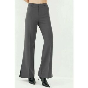 Pantaloni dama - evazati cu talie inalta - gri - textil imagine