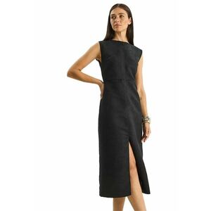 Rochie midi HiCCUP - imitatie de piele intoarsa - negru - jerseu imagine