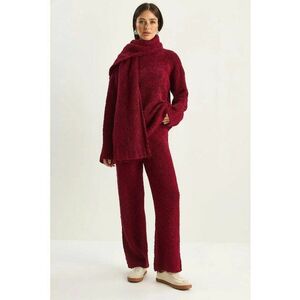 Costum dama - set tricotat cu nervuri - oversize - visiniu - tricot - imagine
