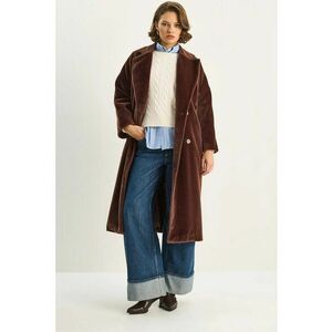 Palton dama HiCCUP - plusat cu nasturi - maro - fleece imagine