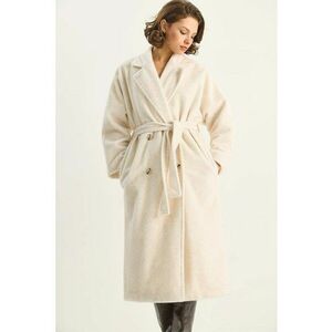 Palton dama HiCCUP - model cu nasturi - crem deschis - fleece imagine