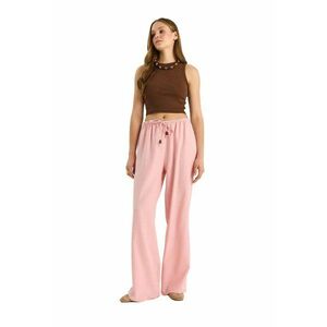 Pantaloni dama - HiCCUP - talie inalta - textil - roz imagine