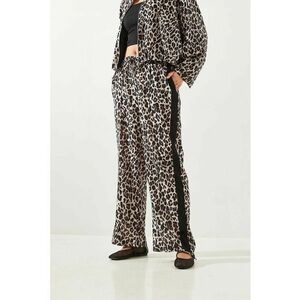 Pantaloni dama - HiCCUP - cu talie inalta - imprimeu leopard - croiala larga - poliester/bumbac - multicolor imagine