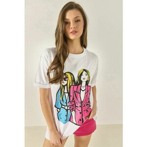 Tricou dama - tricou din bumbac - alb - jerseu - maneca scurta imagine