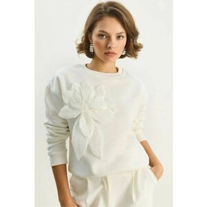 Hanorac dama HiCCUP - maneca lunga - guler rotund - alb - textil imagine