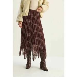 Fusta midi - carouri - captusita - maro - textil imagine